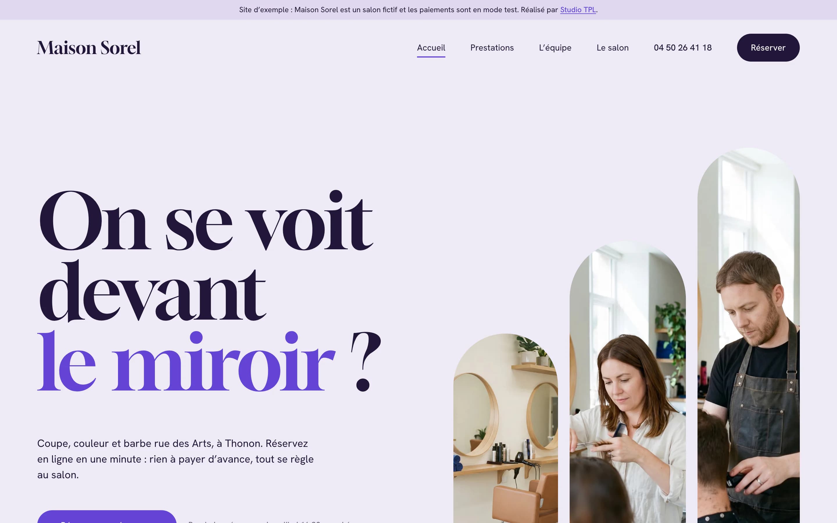 Accueil du site de démonstration Maison Sorel